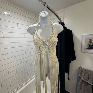 Cream Crochet Halter Top